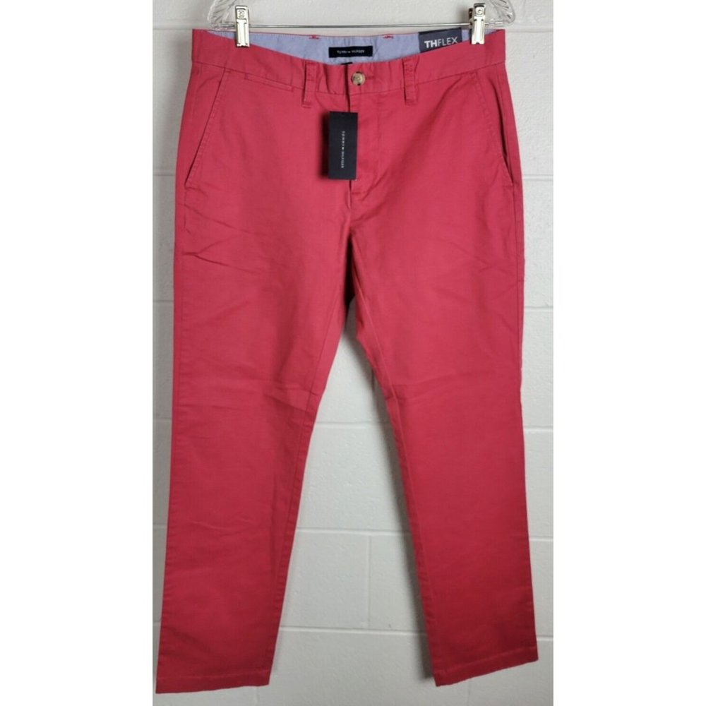 NWT Tommy Hilfiger THFlex Mens Essential Stretch Chino Coral Salmon Pink 32x32